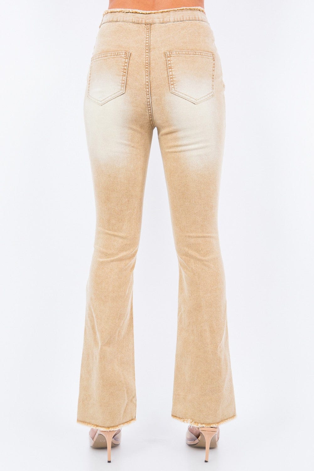 American Bazi V-Cut Ruched Flare Pants - Trendsi