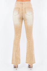 American Bazi V-Cut Ruched Flare Pants - Trendsi