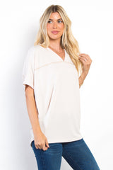 Be Stage Full Size V-Neck Short Sleeve Ribbed Top