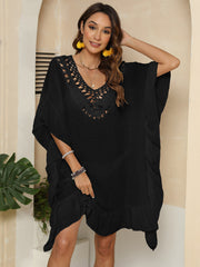 Cutout Ruffled Half Sleeve Cover-Up Trendsi