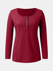 Full Size Scoop Neck Long Sleeve T-Shirt - Trendsi