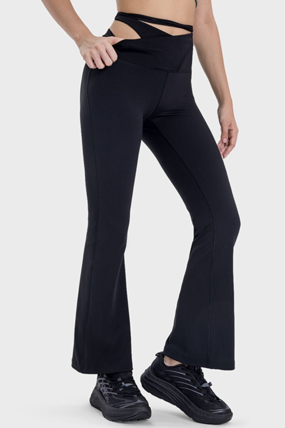 Tied Mid-Rise Waist Active Pants - Flyclothing LLC