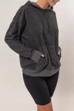 HYFVE Brushed Long Sleeve Hoodie with Kangaroo Pocket - Trendsi