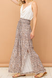 And The Why Printed Smocked Waist Slit Wide Leg Pants - Flyclothing LLC