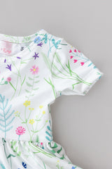 Spring Dandelion Floral S/S Twirl Bodysuit