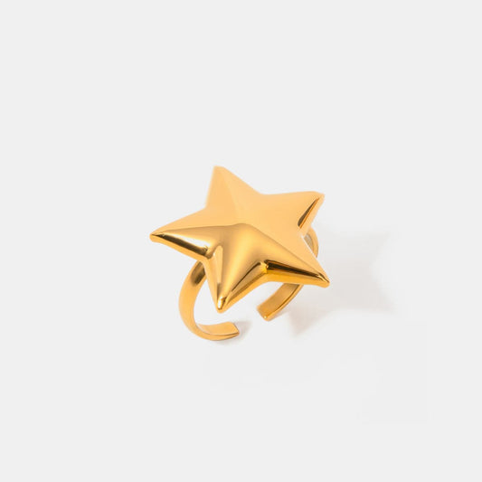 18K Gold-Plated Stainless Steel Star Ring - Trendsi