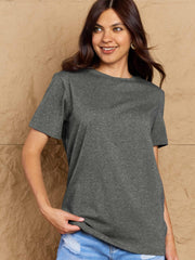 Full Size Round Neck Short Sleeve T-Shirt - Trendsi