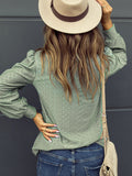 Eyelet V-Neck Long Sleeve Blouse - Flyclothing LLC