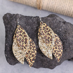 PU Leather Leopard Leaf Earrings - Trendsi