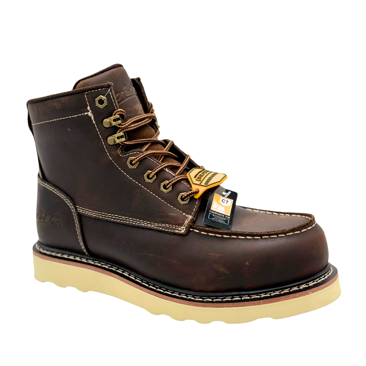 AdTec Men Rancho - Bota de trabajo con puntera de mocasín de 6" y puntera de seguridad compuesta para hombre