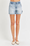 Risen Full Size High Rise Denim Shorts - Trendsi