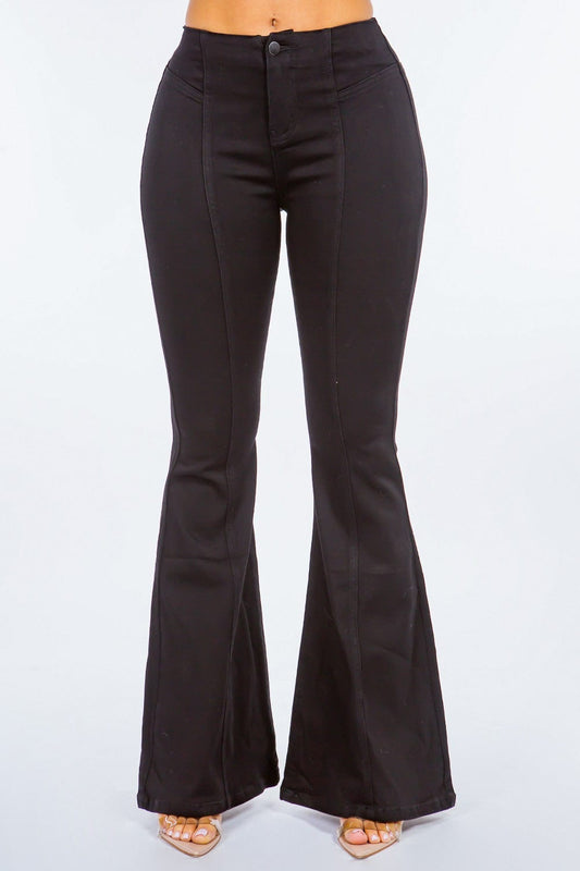 American Bazi High Waist Pull On Flare Jeans - Trendsi