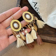 Alloy Rice Bead Dangle Earrings - Trendsi