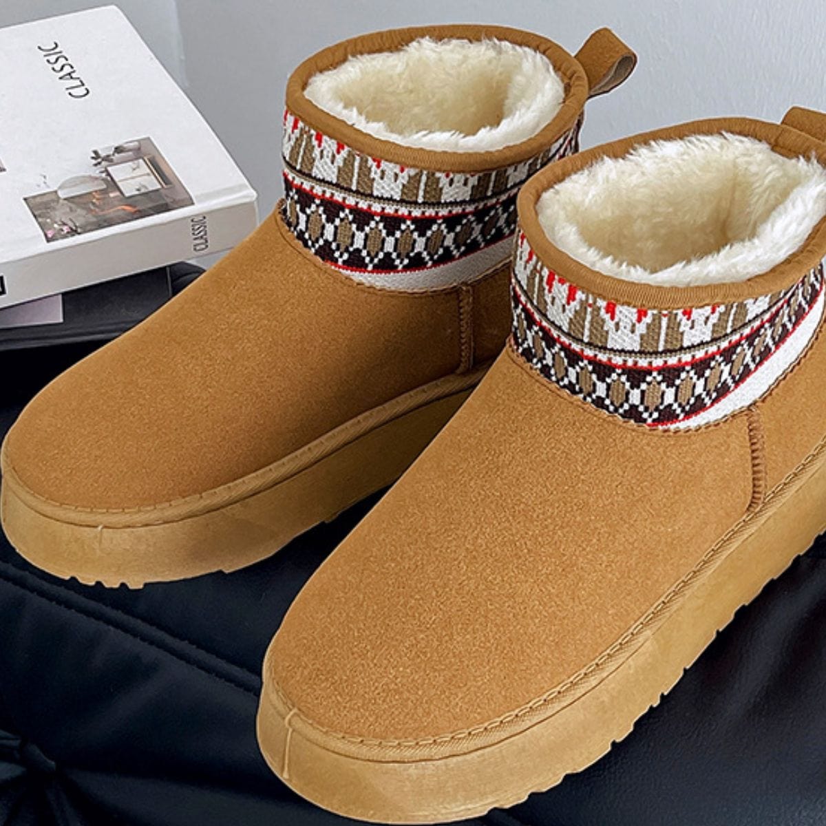 Thermal Suede Platform Boots - Trendsi