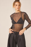 Idem Ditto Sparkling Glitter Long Sleeve Sheer Top - Flyclothing LLC