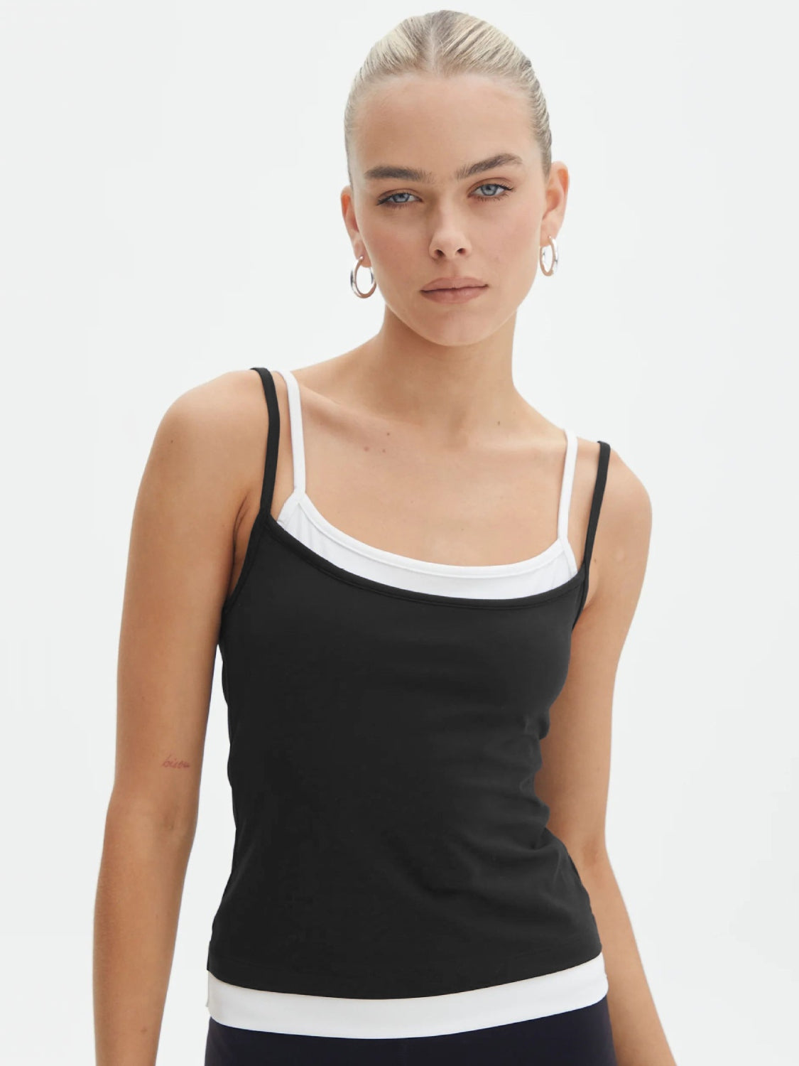 Faux Layered Square Neck Cropped Cami Trendsi