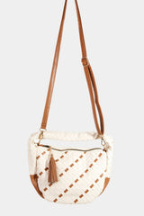 Fame Tassel Detail Weave Semi Circle Bag - Flyclothing LLC