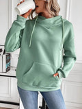 Drawstring Long Sleeve Hoodie with Kangaroo Pocket - Trendsi