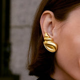 18K Gold-Plated Conch Earrings - Trendsi