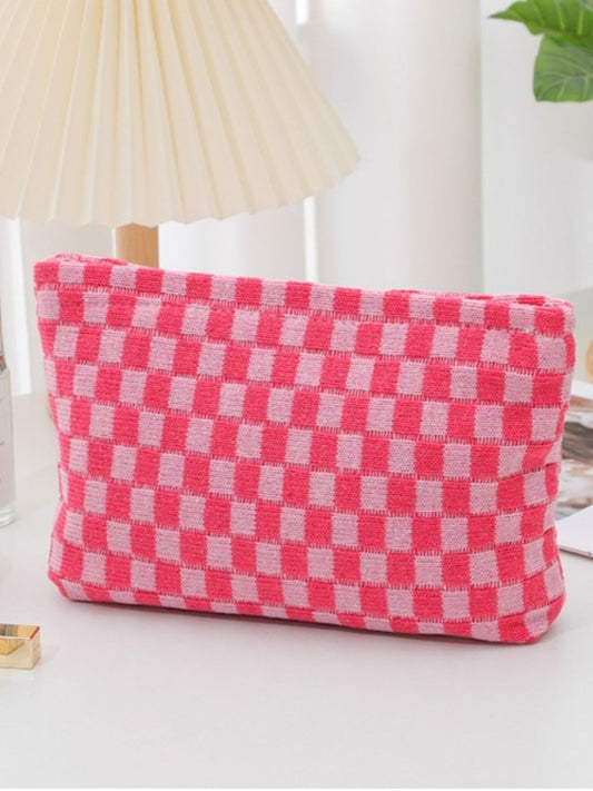 Bolso de mano para maquillaje a cuadros Zenana