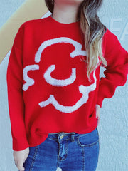 Contrast Round Neck Long Sleeve Sweater