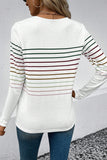 Striped Round Neck Long Sleeve T-Shirt - Flyclothing LLC