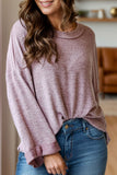 Exposed Seam Round Neck Long Sleeve Top