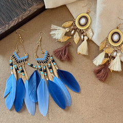 Alloy Rice Bead Dangle Earrings - Trendsi