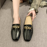 PU Leather Square Toe Flat Loafers - Flyclothing LLC