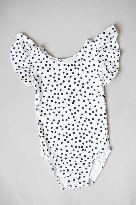 Scattered Dot S/S Flutter Sleeve Leotard