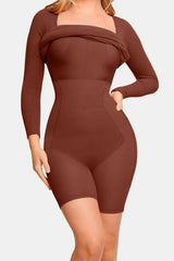 Basic Bae Full Size Built-In Shapewear Square Neck Long Sleeve Dress - Trendsi