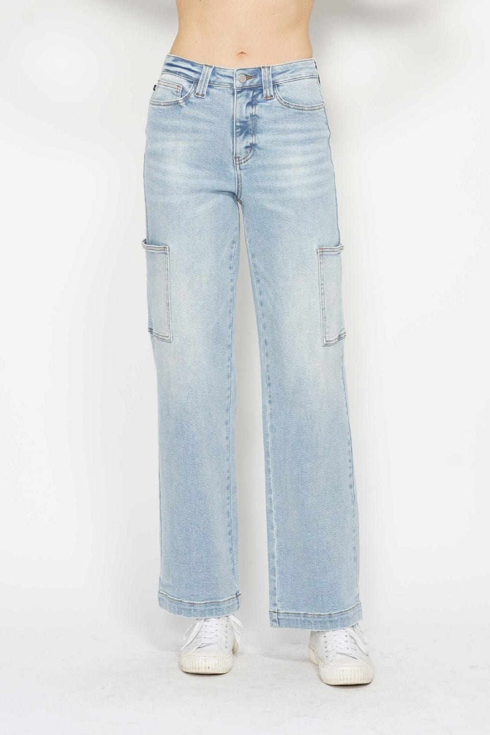 Judy Blue Full Size High Waist Straight Cargo Jeans - Trendsi