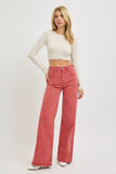 RISEN Full Size High Rise Tummy Control Wide Leg Jeans - Trendsi