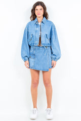 American Bazi Cargo Pocket Denim Skort - Trendsi