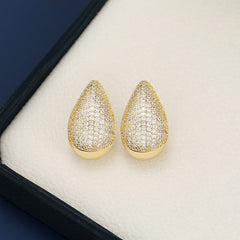 18K Gold-Plated Zircon Teardrop Earring - Trendsi