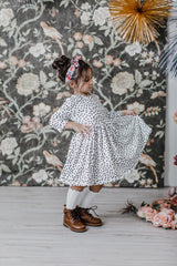 Scattered Dot 3/4 Sleeve Pocket Twirl Dress