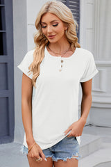 Round Neck Short Sleeve T-Shirt Trendsi