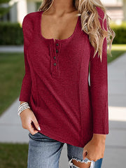 Full Size Scoop Neck Long Sleeve T-Shirt - Trendsi