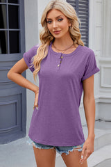 Round Neck Short Sleeve T-Shirt Trendsi