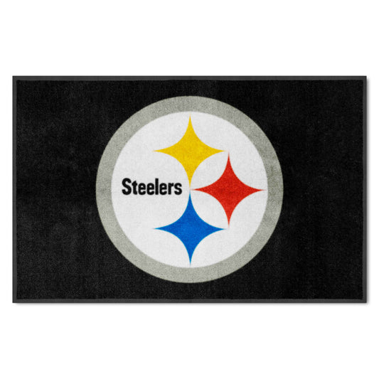 Pittsburgh Steelers 4X6 High-Traffic Mat with Durable Rubber Backing - Landscape Orientation