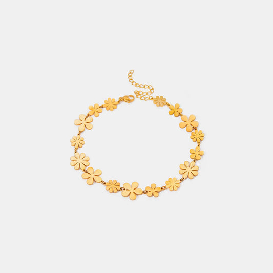 18K Gold-Plated Flower Bracelet - Trendsi