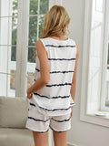 Striped Round Neck Tank and Shorts Lounge Set - Flyclothing LLC