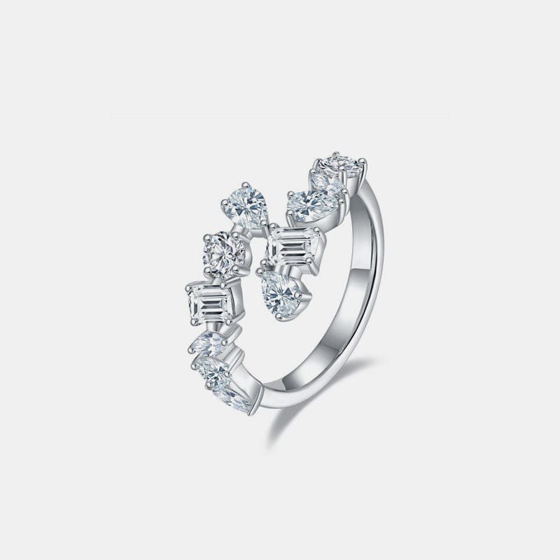 2.6 Carat Moissanite 925 Sterling Silver Bypass Ring - Trendsi