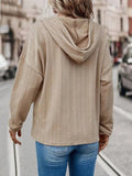 Drawstring Dropped Shoulder Long Sleeve Hoodie - Trendsi