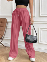 Drawstring Elastic Waist Pants with Pockets - Trendsi