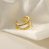 Gold-Plated Czech Diamond Double-Layered Ring - Flyclothing LLC