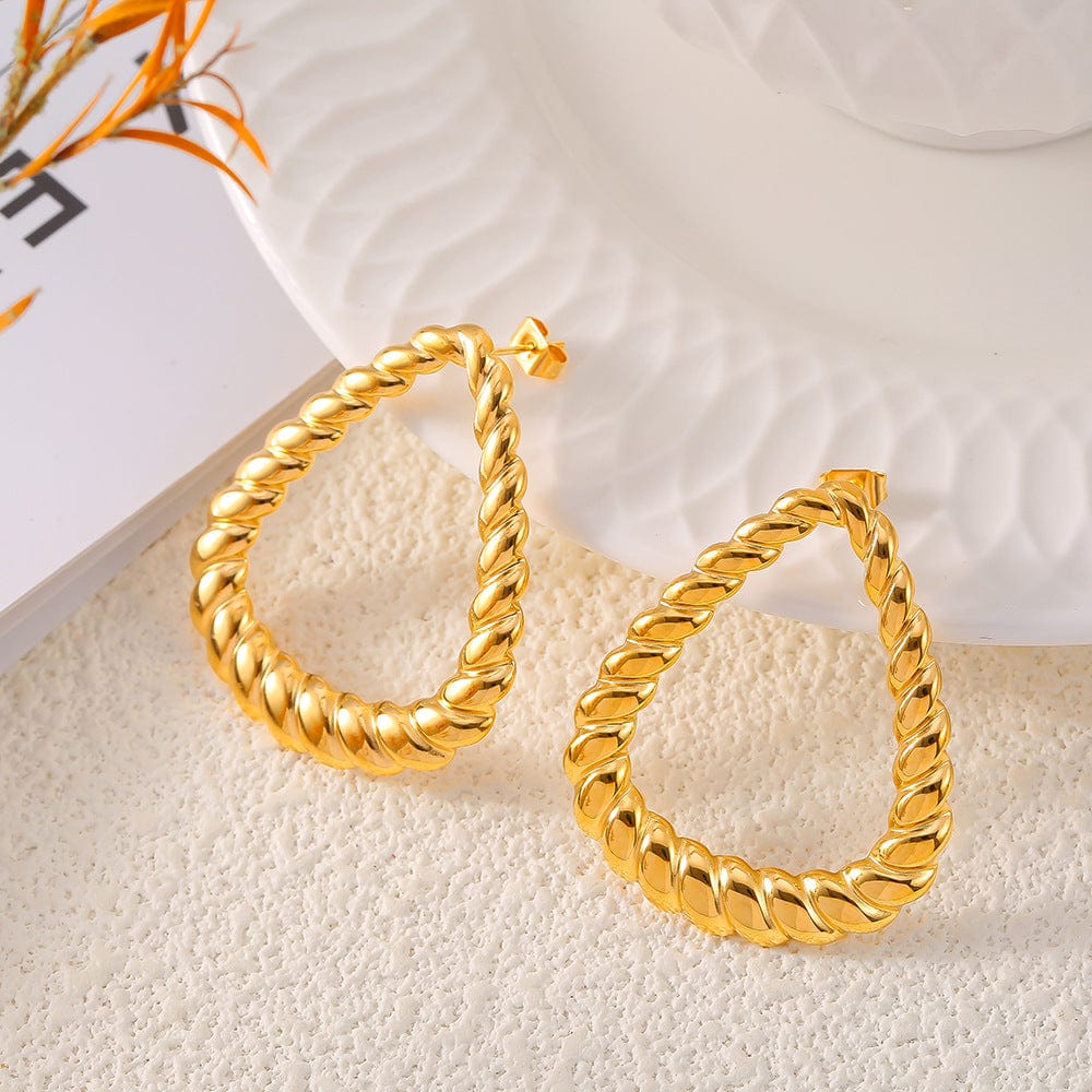 18K Gold-Plated Twisted Earrings - Trendsi