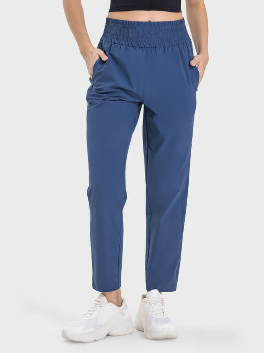 Pocketed High Waist Active Pants Trendsi