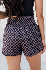 Checkered Elastic Waist Shorts - Trendsi