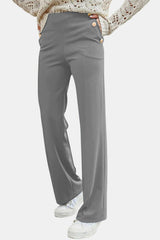 Decorative Button High Rise Pants - Trendsi